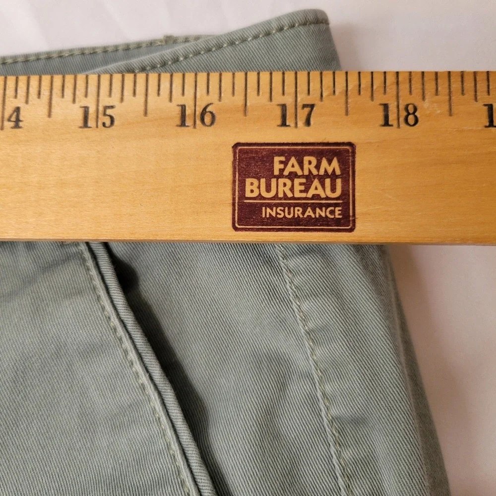 Loft Marisa Chino Shorts Women 12 Green Olive Sage Cotton Stretch Flat Front 9in